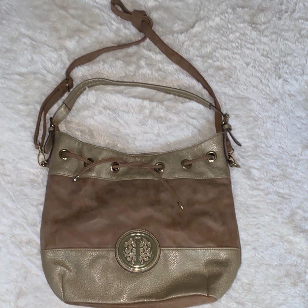 Vintage Elegant Tan and Gold Women's Bag